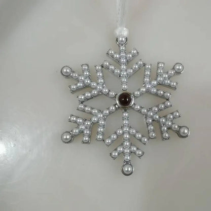 Snowflake Photo Ornament – Custom Picture Pendant with White Ribbon – Perfect Christmas Gift & Winter Love Memorial Decoration