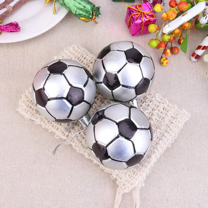 6pcs/Box Sports-Themed Christmas Ornament Set – Basketball & Football Plastic Tree Ornaments for Holiday Decor