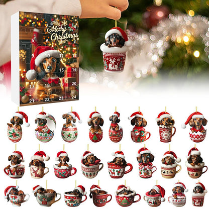 Dachshund Christmas Advent Calendar 2024 – With Dachshund Figure Ornaments – Christmas Countdown Calendar & Xmas Gifts for Dog Lovers